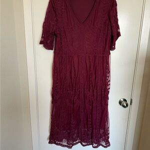 Elegant Burgundy Lace Dress
